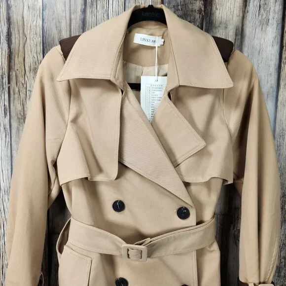 LINXUAN (Amazon Brand) Long Line Trench Coat Jacket - M - Picture 3 of 14
